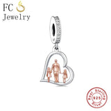925 Silver Dad and Two Children My Dad My Hero Bead For Bracelet