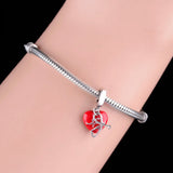 925 Silver Doctor Red Heart Stethoscope Bead Bracelet Charm