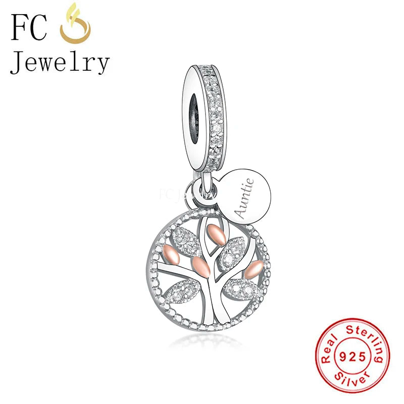 925 Silver Family Tree Grandma Cousin Mum Charms Bracelet DIY