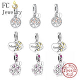 925 Silver Family Tree Grandma Cousin Mum Charms Bracelet DIY
