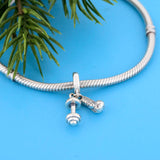 925 Silver Fitness Dumbbel Boxing Gloves Bead Women Berloque DIY