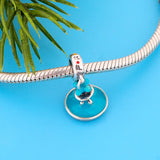 925 Silver TV Fountain Bead Bracelet Charms for Women