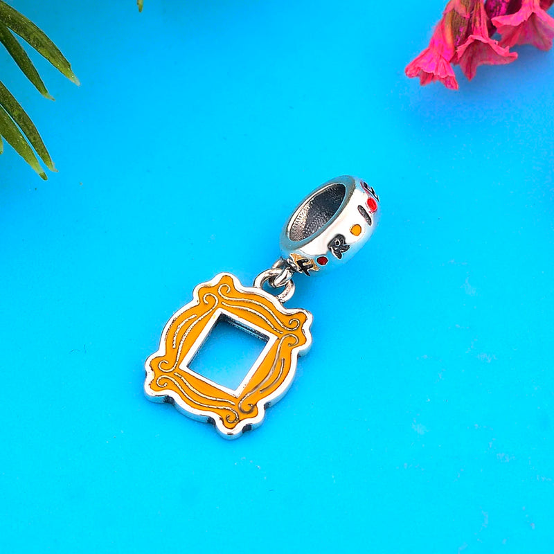 925 Silver Yellow Door Bell Frame Bead for Bracelet Making