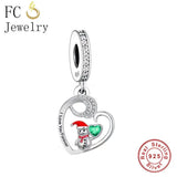 925 Silver Green Heart Snowman Charm Bracelet DIY