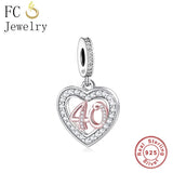 925 Silver Heart 13th 30th 70th Birthday Charm Bracelet Jewelry Making Bead