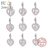 925 Silver Heart 13th 30th 70th Birthday Charm Bracelet Jewelry Making Bead