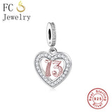 925 Silver Heart 13th 30th 70th Birthday Charm Bracelet Jewelry Making Bead