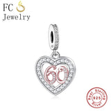 925 Silver Heart Birthday Number Bead for Women Bracelet