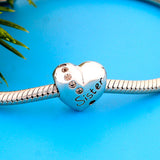 925 Silver Heart Sister Charms Bracelet Zirconia Beads