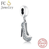 925 Silver High Heel Shoes Charms Bracelet Beads