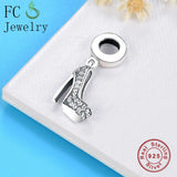 925 Silver High Heel Shoes Charms Bracelet Beads