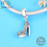 925 Silver High Heel Shoes Charms Bracelet Beads