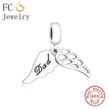 925 Silver Angel Wings Family Bead Pendant for Bracelet Making
