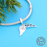 925 Silver Angel Wings Family Bead Pendant for Bracelet Making