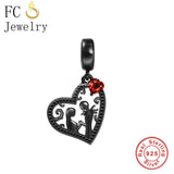 925 Silver Jack Skull and Girl Love Forever Bead Bracelet Charms