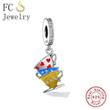 925 Silver Tea Cup Pan Charms Bracelet Bead for Women