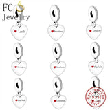 925 Silver Love Heart Bead Charms Bracelet
