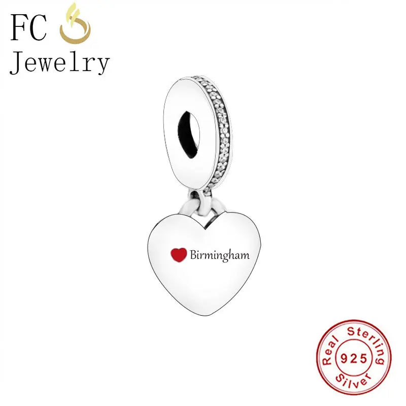 925 Silver Love Heart Bead Charms Bracelet
