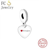 925 Silver Love Heart Bead Charms Bracelet