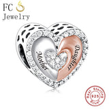 925 Silver Mother Daughter Hands Heart Love Forever Bead