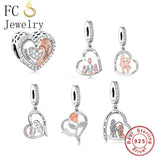 925 Silver Mother Daughter Hands Heart Love Forever Bead