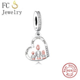 925 Silver Mother Daughter Hands Heart Love Forever Bead