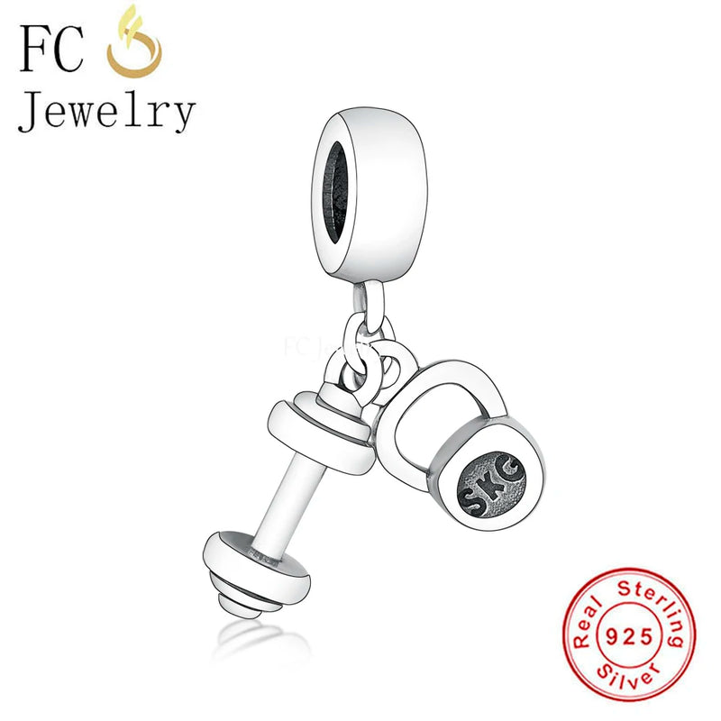 925 Silver Nurse Stethoscope Pink Zircon Bead Bracelet Charms