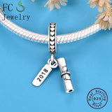 925 Silver Ribbon Book Scroll Letter Bead Bracelet