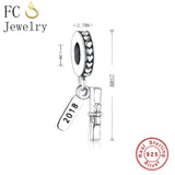 925 Silver Ribbon Book Scroll Letter Bead Bracelet