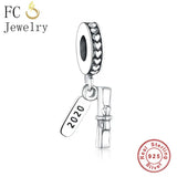 925 Silver Ribbon Book Scroll Letter Bead Bracelet