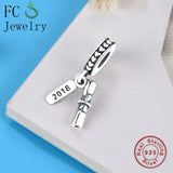 925 Silver Ribbon Book Scroll Letter Bead Bracelet