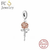 925 Silver Charm Bracelet with Rose Flower Butterfly Family Tree Sister Bead