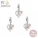 925 Silver Rose Flower Heart Charm Bracelet for Women