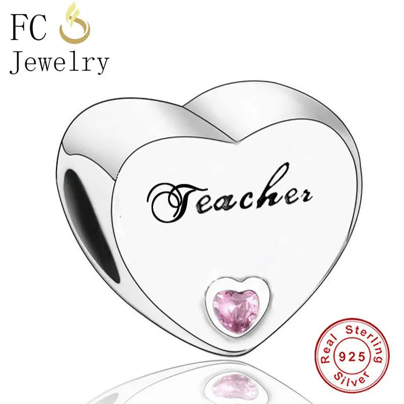 925 Silver Thank You Bead For Women Mom Family Teacher School Berloque