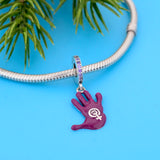 925 Sterling Silver Equal Feminist Hands Bracelet Charm