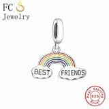 925 Sterling Silver Rainbow Bead Charms Bracelet for Women