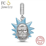 925 Sterling Silver Enamel Hair Expression Man Bead for Bracelet