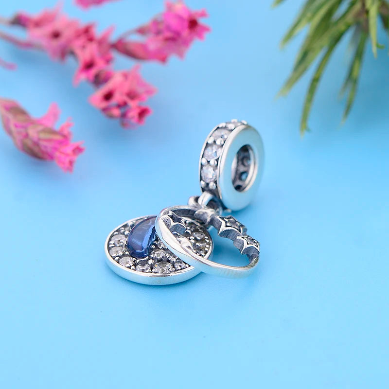 925 Sterling Silver Moon Star Charms Bracelet