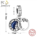 925 Sterling Silver Moon Star Charms Bracelet