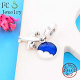 925 Sterling Silver Sky Propeller Aircraft Bracelet Charm