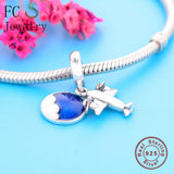 925 Sterling Silver Sky Propeller Aircraft Bracelet Charm