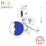 925 Sterling Silver Sky Propeller Aircraft Bracelet Charm