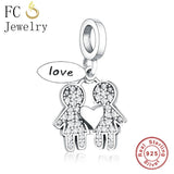 925 Sterling Silver Brother & Sister Love Forever Pan Charms Bracelet