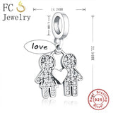 925 Sterling Silver Brother & Sister Love Forever Pan Charms Bracelet