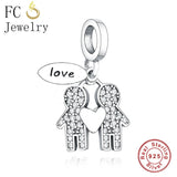 925 Sterling Silver Brother & Sister Love Forever Pan Charms Bracelet