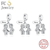 925 Sterling Silver Brother & Sister Love Forever Pan Charms Bracelet