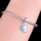 925 Sterling Silver Lightning Hair Man Bead Pan Charms Bracelet