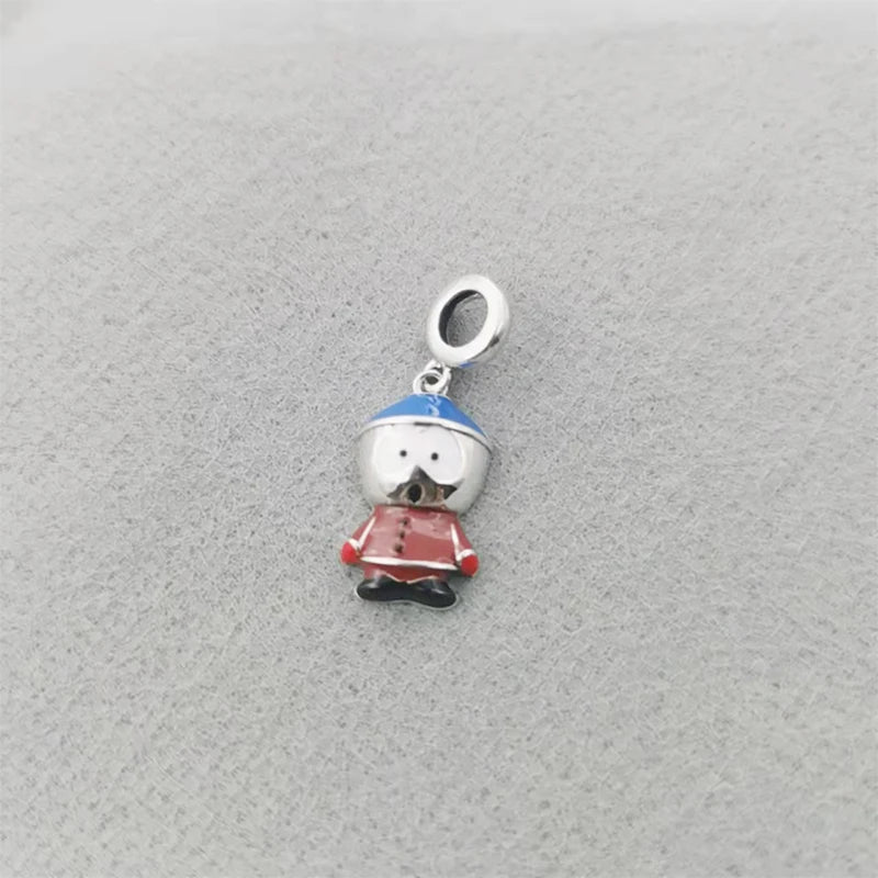 925 Sterling Silver Cartoon Brown Dress Boy Bead for Bracelet Making