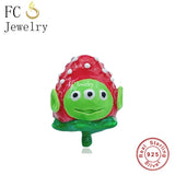 Sterling Silver Strawberry Monster Bead Charm Bracelet
