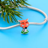925 Silver Orange Fox Watchful Eye Bead Bracelet Charm